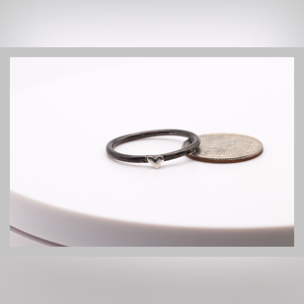 Sterling Silver Tiny Heart Ring Size 7.5 | Minimalist Stackable | Handmade - NWT - Picture 14 of 15